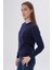 Kadın Lacivert %100 Organik Pamuk Bisiklet Yaka Triko Kazak Bluz TRIST-6101 4