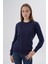 Kadın Lacivert %100 Organik Pamuk Bisiklet Yaka Triko Kazak Bluz TRIST-6101 5