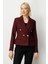 Kadın Kruvaze Yaka Kaşe Ceket 5073 Bordo 1