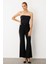 Moda Ilgi Kadın Taş Şeritli Bol Paça Pantolon 0065 Siyah 1