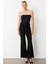 Moda Ilgi Kadın Taş Şeritli Bol Paça Pantolon 0065 Siyah 2