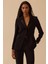 Kadın Boncuk Işlemeli Tek Düğmeli Ceket 0004 Siyah 2