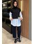 Bisiklet Yaka Taş Işlemeli Tunik Bel Lastikli Pantolon Tesettür Ikili Takım P-00018533 1