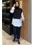 Bisiklet Yaka Taş Işlemeli Tunik Bel Lastikli Pantolon Tesettür Ikili Takım P-00018533 2