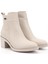 Kadın Bej Fermuarlı Kalın Topuklu Bot 3
