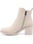 Kadın Bej Fermuarlı Kalın Topuklu Bot 4
