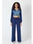 Denim Detaylı Kapşonlu Crop Eşofman Takım - Mavi-Lacivert Mavi-Lacivert - L 2