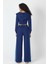 Denim Detaylı Kapşonlu Crop Eşofman Takım - Mavi-Lacivert Mavi-Lacivert - L 4
