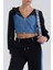 Denim Detaylı Kapşonlu Crop Eşofman Takım - Mavi-Siyah Mavi-Siyah - Xs 3