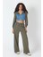 Denim Detaylı Kapşonlu Crop Eşofman Takım - Mavi-Yeşil Mavi-Yeşil - S 1