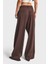 Its Basic Itsbasic Kadın Kahverengi Palazzo Fit Pile ve Kemer Detaylı Viskon Koton Kumaş Pantolon 1