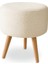 Modern Dekoratif Ahşap Masif Ayaklı Beyaz Teddy Puf Bench Tabure Koltuk 4
