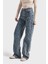 Itsbasic Kadın T.kot Rengi Straight Fit Yüksek Bel Nakış Özellikli Kumaş Tasarım Denim Jean 1