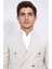 Slim Fit Sivri Yaka Kruvaze Bej Takım Elbise 4