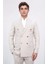 Slim Fit Sivri Yaka Kruvaze Bej Takım Elbise 6