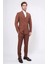 Slim Fit Kruvaze Sivri Yaka Kiremit Takım Elbise 1