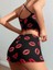 Arias Closet Pamuklu Kiss Öpücük Desen Siyah Fitilli Şortlu Pijama Takımı 3