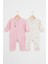 Baskılı 2\'li Kız Bebek Tulum Seti 3-24 Ay KD53128 2