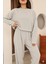 Gri Havlu Kumaş Paça Bel ve Manşet Lastik Detaylı Uzun Kollu Crop Eşofman Takımı 4