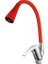 Oynar Başlıklı Çelik Spiral Üzeri Silikon Kaplama Musluk Başlığı Kobra Fonksiyonlu Musluk - Kırmızı 2