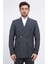 Slim Fit Sivri Yaka Kruvaze Antrasit Takım Elbise 2