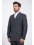 Slim Fit Sivri Yaka Kruvaze Antrasit Takım Elbise 5