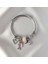 Gümüş Renk Charmlı Balıklı Pembe Pandora Çelik Bileklik - Pembe ve Taşlı Charm'lı Hazır Set Bileklik 1
