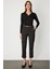 Beli Kemerli Desenli Pantolon Kahve 64155 1