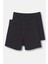 1220 Erkek 2'li %100 Pamuk Penye Boxer-Siyah 2