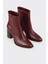 Bordo Deri Kadın Klasik Bot 2