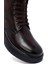 Erkek Kahverengi Fermuarlı Kalın Tabanlı Deri Bot 25WFD695418 10