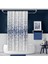Banyo Perdesi 4961 Mavi 1X180X200, Perde Borusu Askı Aparatı Köşe Boru Beyaz Hediyeli, Duş Perdesi Seti 2