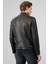 Jefferson Erkek Siyah Hakim Yaka Slim-Fit Deri Ceket 25WGF6584WF 4