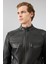 Jefferson Erkek Siyah Hakim Yaka Slim-Fit Deri Ceket 25WGF6584WF 5