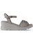 Gri Deri Kadın Dolgu Topuklu Sandalet 01WY8609 01WY8609 1