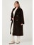 Oversize Kruvaze Yaka Yumuşak Dokulu Uzun Trençkot Bayan Trençkot 6839610 4