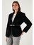 Regular Fit Astarlı Kemer Detaylı Peluş Dokulu Ceket Bayan Ceket 6839490 3