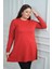 Kadın Yanları Düğme Detaylı Yırtmaçlı Büyük Beden Triko Tunik Bluz 3