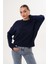 Oversize Bisiklet Yaka Lacivert Kazak 4