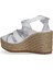 Beyaz Deri Kadın Dolgu Topuklu Sandalet 14WS72402 14WS72402 4