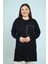 Kadın Önü Tek Cepli Taş Baskı Detaylı Büyük Beden Trikotunik Bluz 3