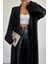 Kadın Siyah Şal Yaka Uzun Triko Hırka 1