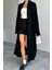 Kadın Siyah Şal Yaka Uzun Triko Hırka 2
