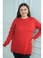 Kadın Tek Taraf Saç Örgülü Büyük Beden Likralı Tunik Bluz 1
