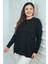 Kadın Tek Taraf Saç Örgülü Büyük Beden Likralı Tunik Bluz 1