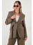 Regular Fit Kruvaze Yaka Kemerli Blazer Ceket Bayan Ceket 6839367 1