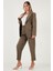 Regular Fit Kruvaze Yaka Kemerli Blazer Ceket Bayan Ceket 6839367 2