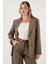 Regular Fit Kruvaze Yaka Kemerli Blazer Ceket Bayan Ceket 6839367 3