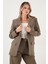 Regular Fit Kruvaze Yaka Kemerli Blazer Ceket Bayan Ceket 6839367 4