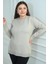 Kadın Tek Taraf Saç Örgülü Büyük Beden Likralı Tunik Bluz 1